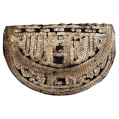 French Art Deco black Sequin Clutch Bag  with mirror France