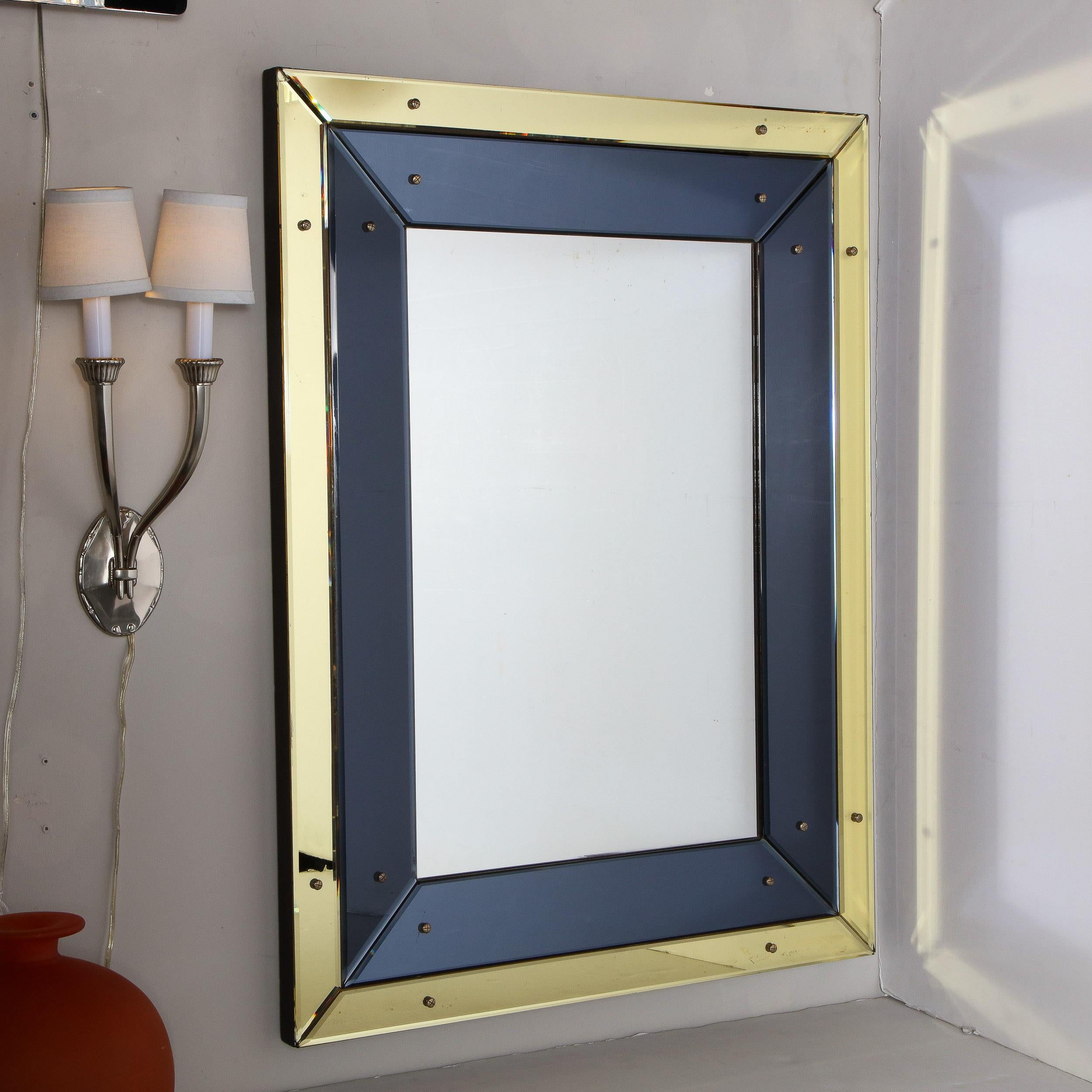 French Art Deco Black Vitrolite and Citrine Rectangular Wall Mirror In Good Condition In New York, NY