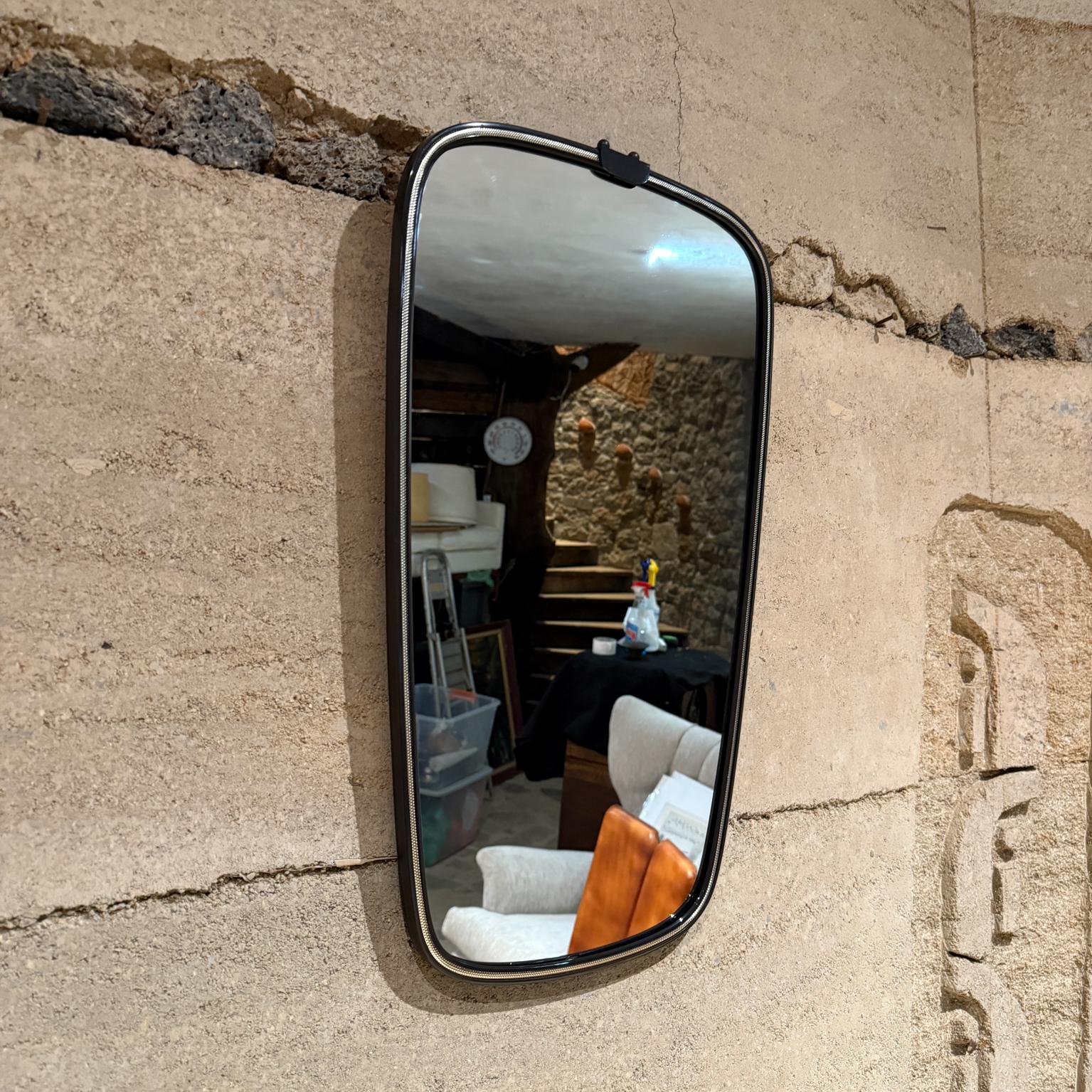 Mid-Century Modern French Art Deco Black Wall Mirror Silver Leaf For Sale