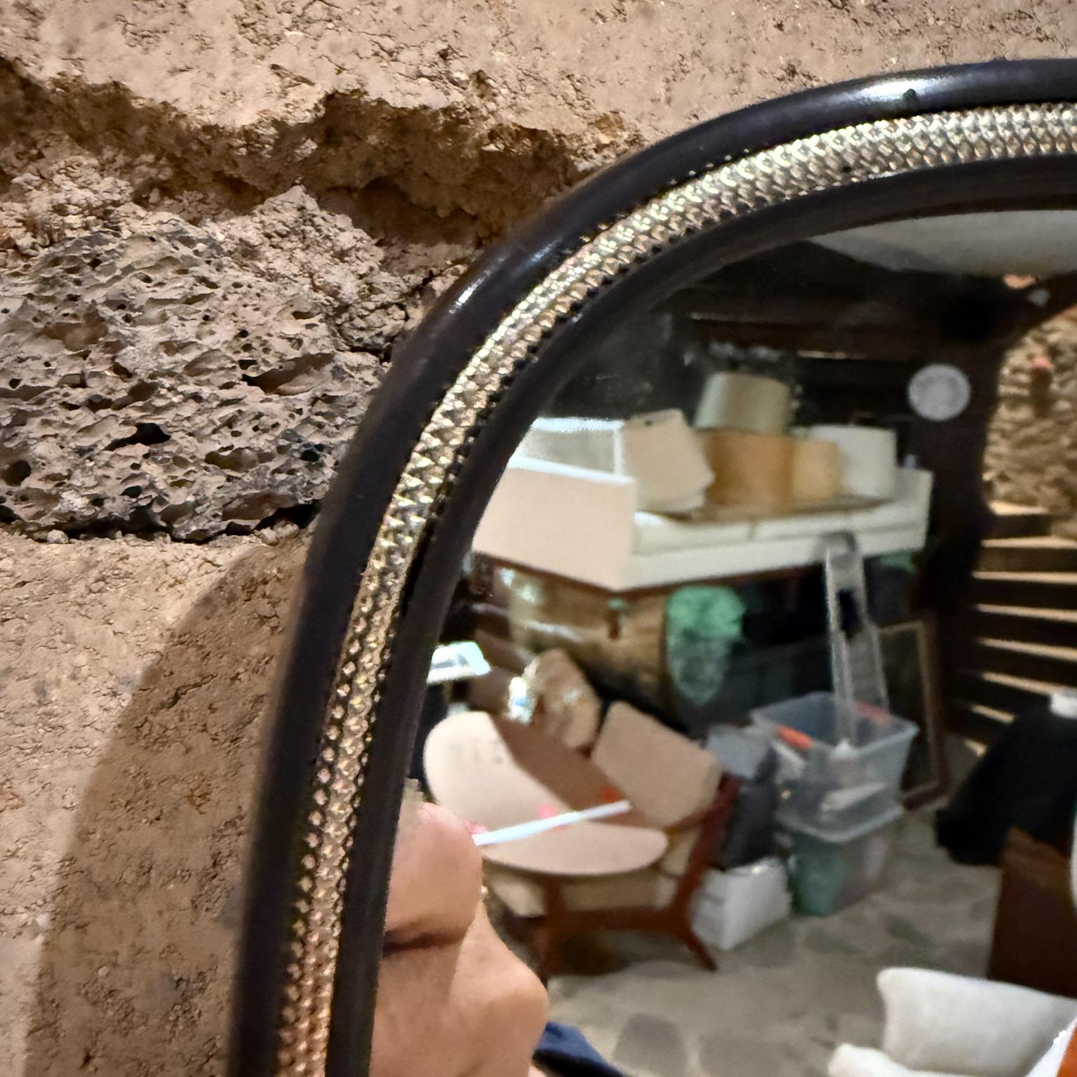 20th Century French Art Deco Black Wall Mirror Silver Leaf For Sale