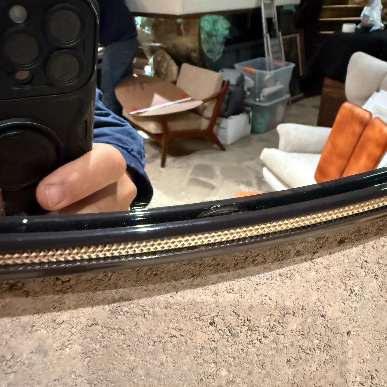French Art Deco Black Wall Mirror Silver Leaf For Sale 2