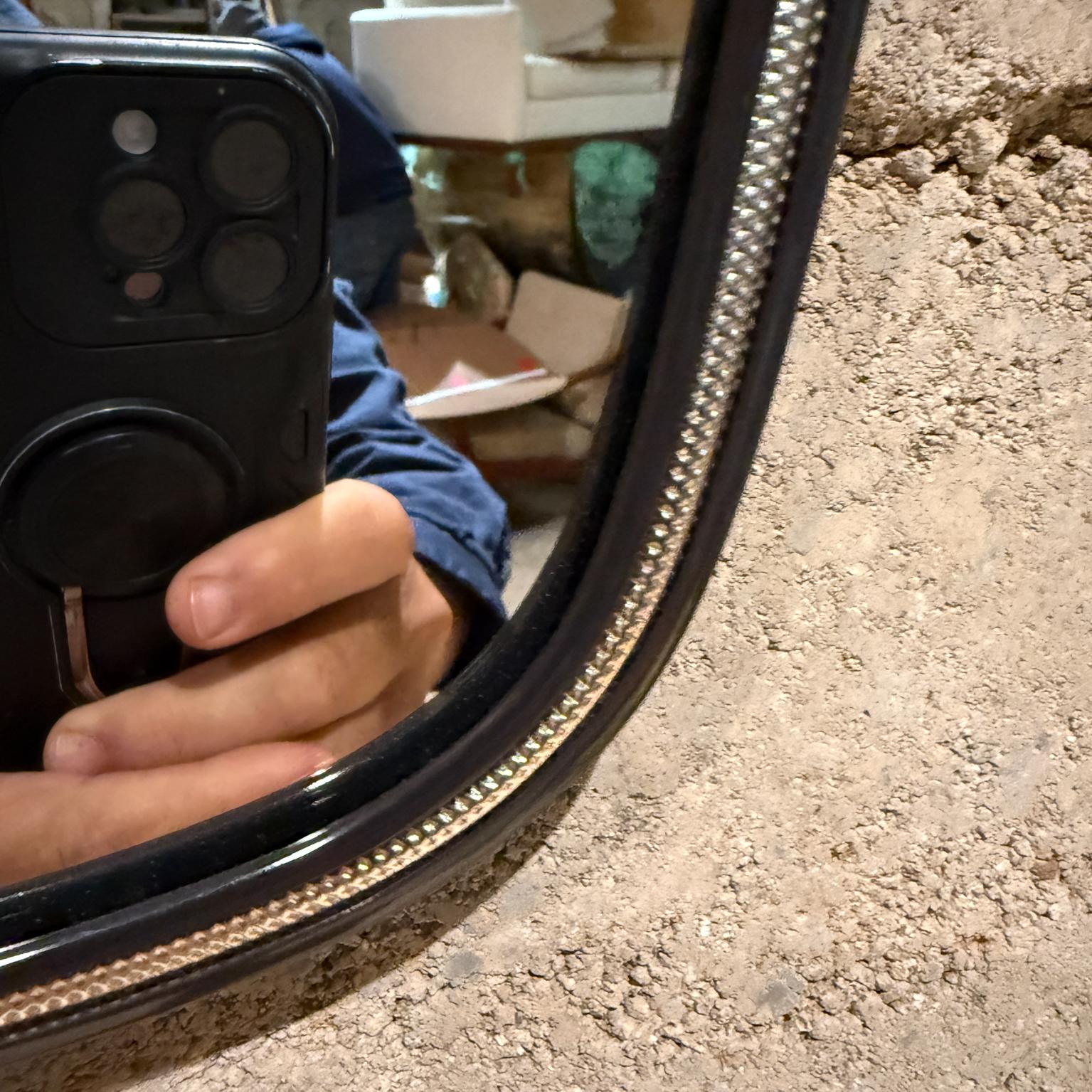 French Art Deco Black Wall Mirror Silver Leaf For Sale 3