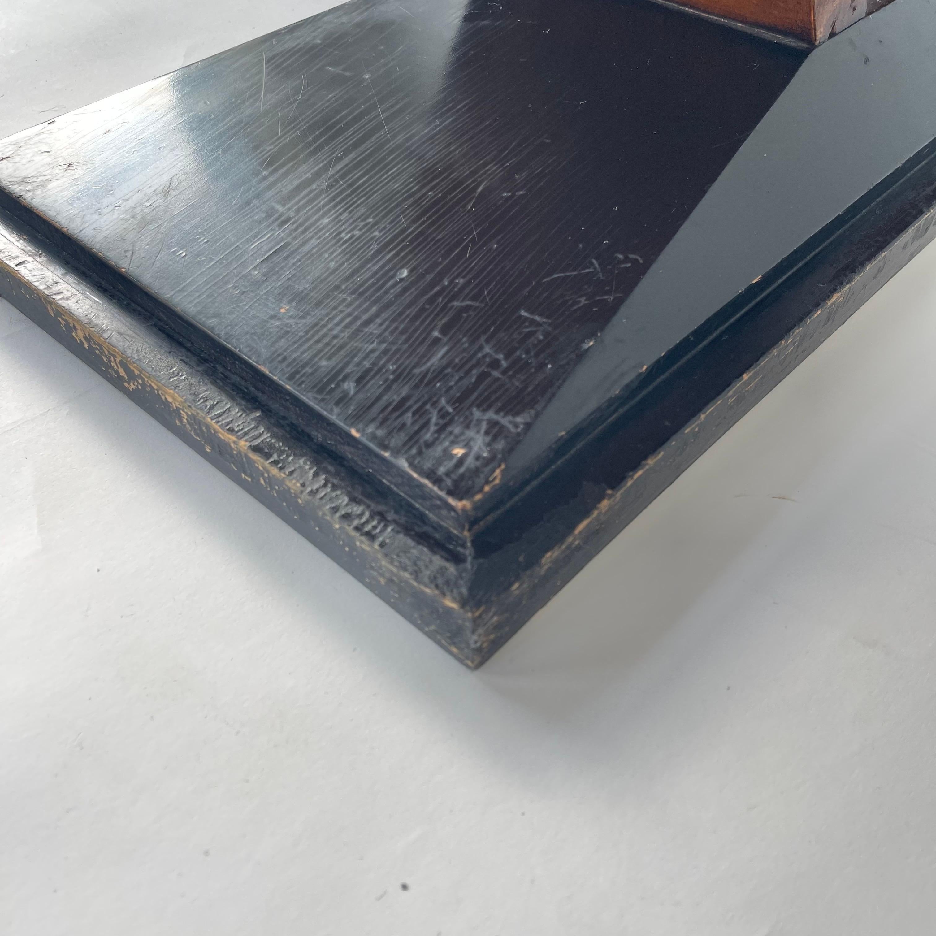 French Art Deco Black Walnut and Glass Console Table, France, 1930s For Sale 11