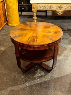 French Art Deco Black Walnut Side Table