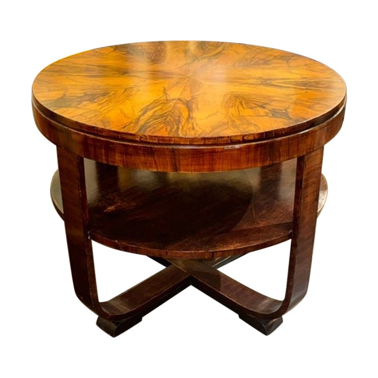 French Art Deco Black Walnut Side Table