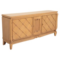 French Art Deco Bleached Finish Sideboard with Geometric Cross Patterns