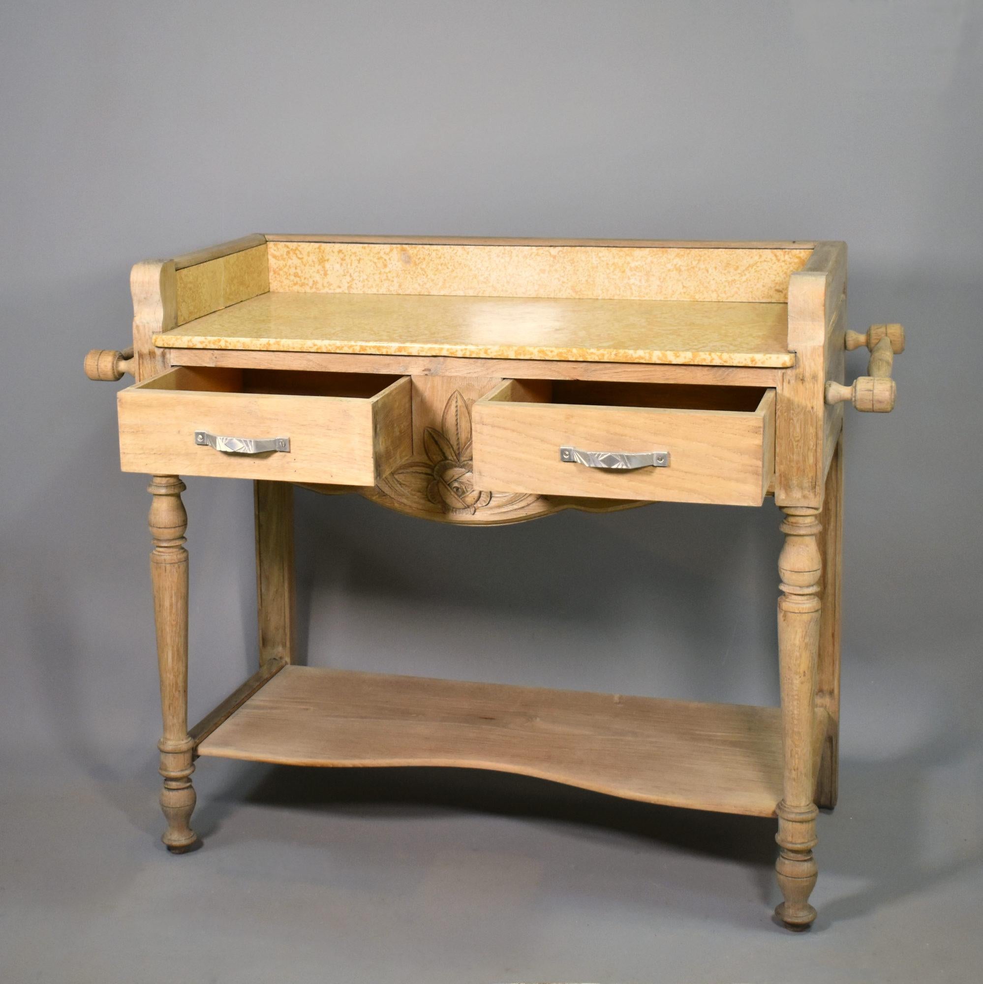 French Art Deco Bleached Oak Washstand For Sale 4