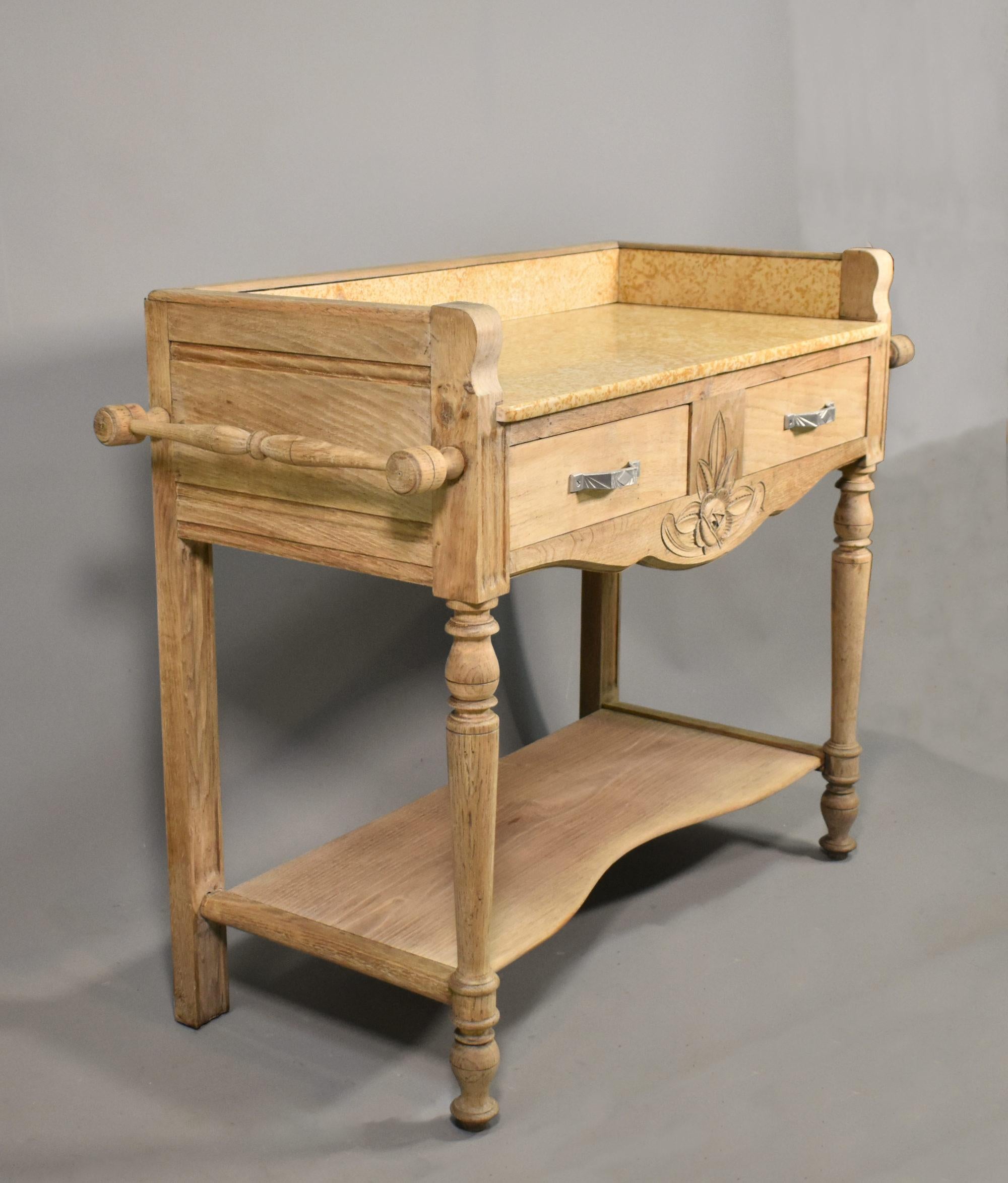 French Art Deco Bleached Oak Washstand For Sale 7