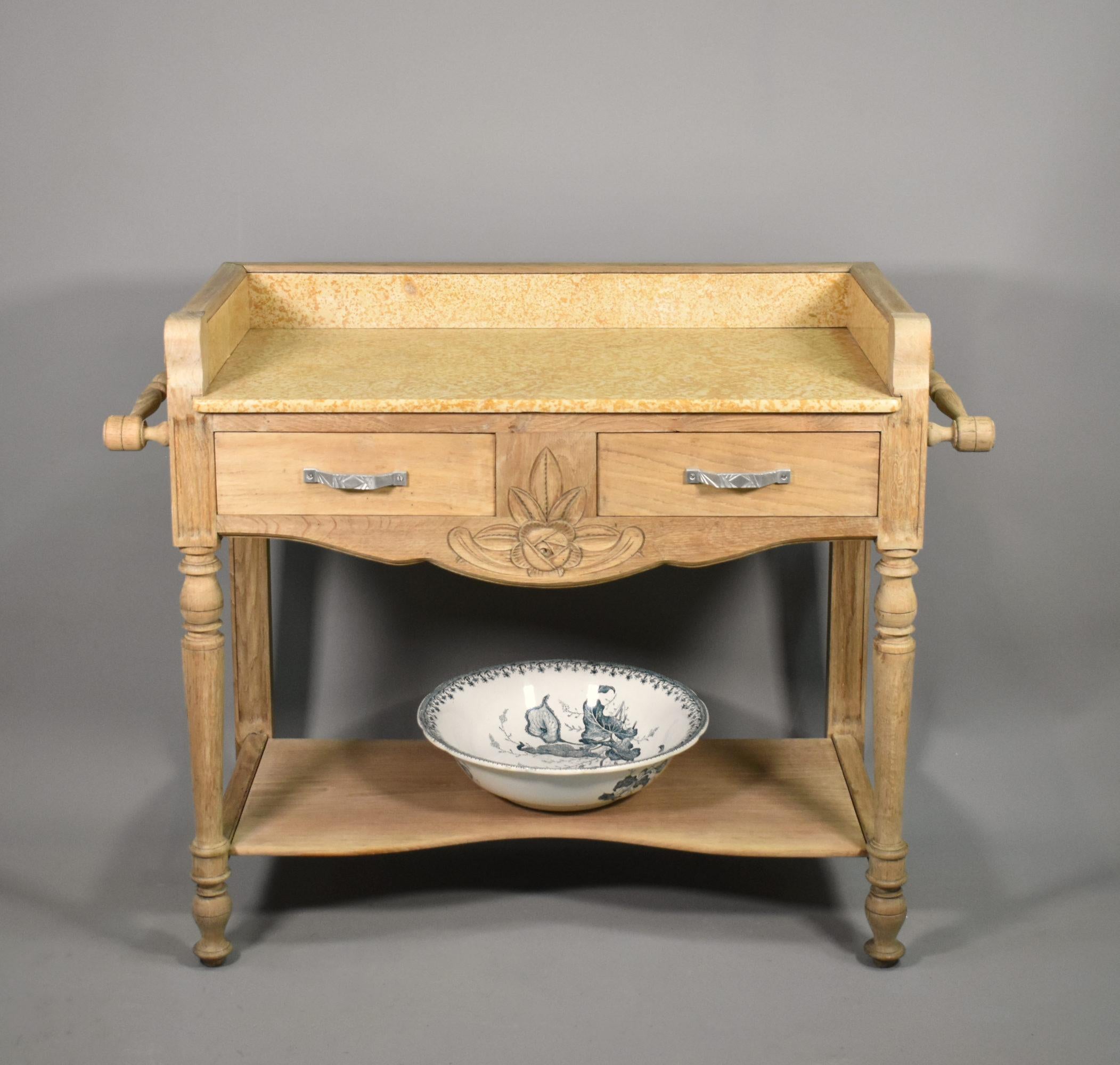 French Art Deco Bleached Oak Washstand For Sale 9