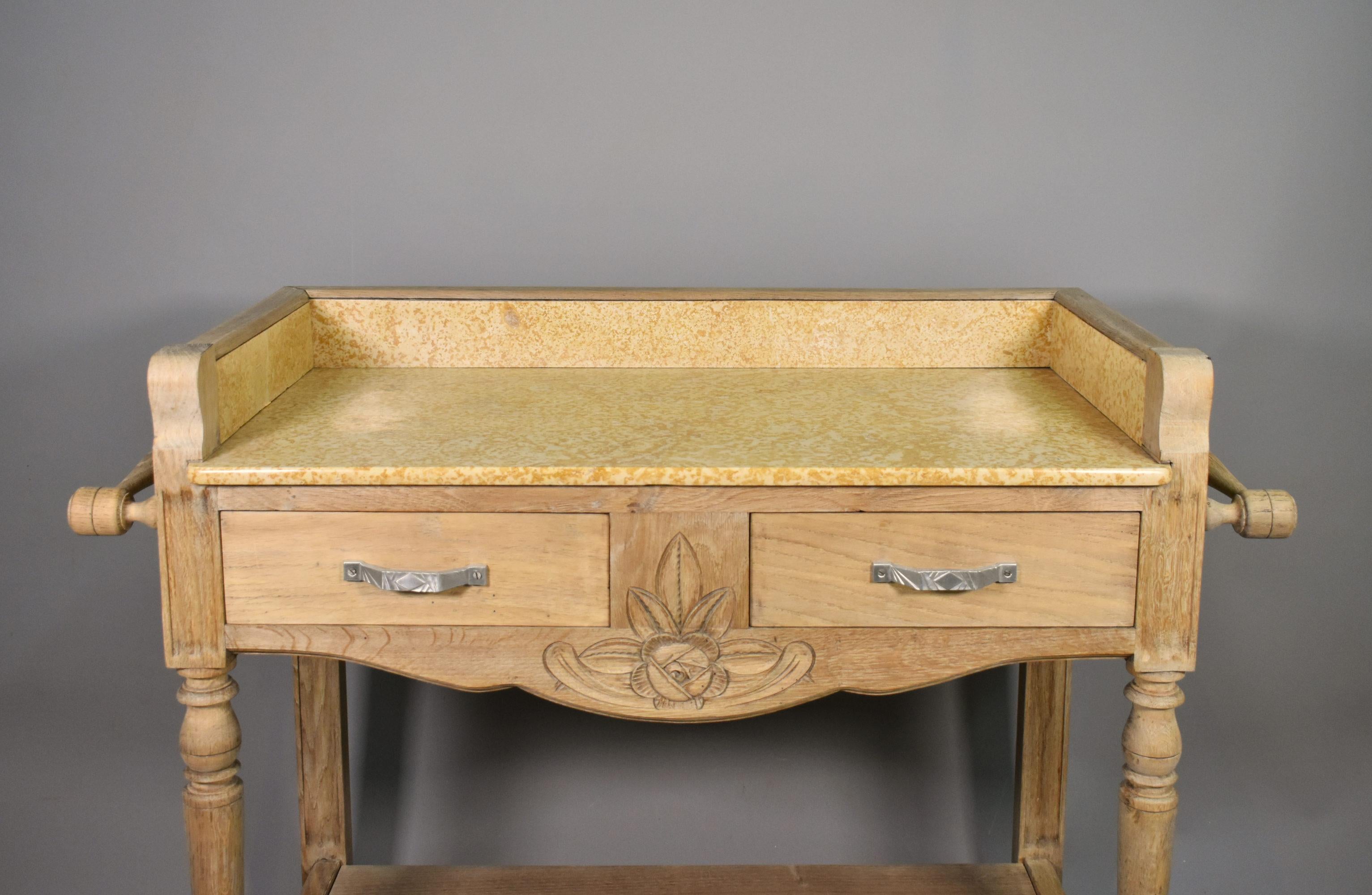 French Art Deco Bleached Oak Washstand For Sale 2