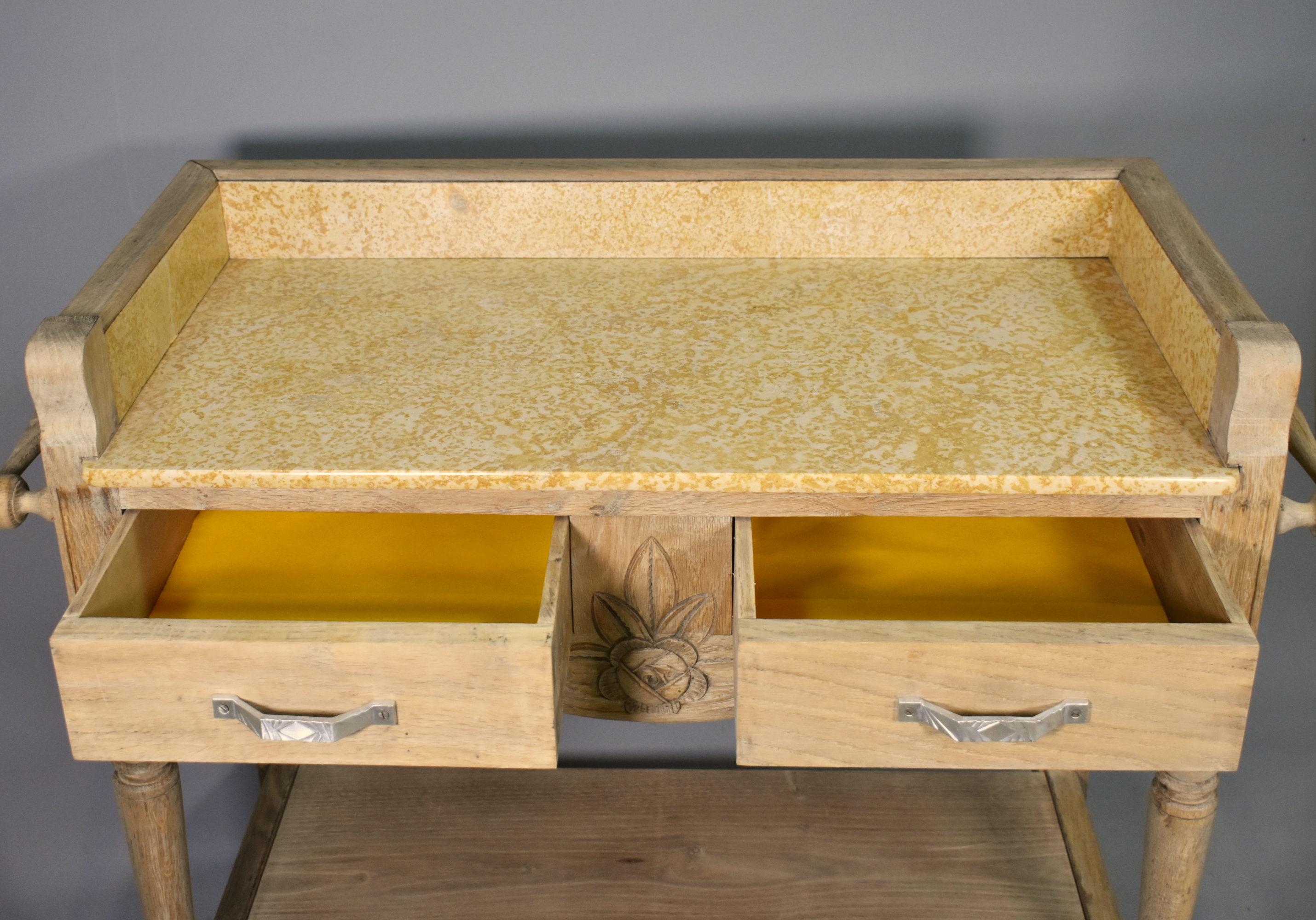 French Art Deco Bleached Oak Washstand For Sale 3