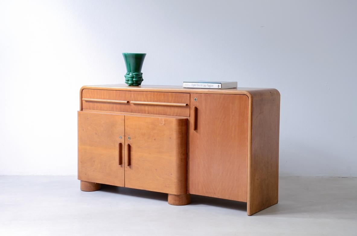 Art Deco French Art Decò blonde wood cabinet For Sale