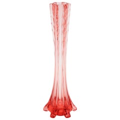 French Art Deco Blown Glass Pink Amberina Single Flower Vase