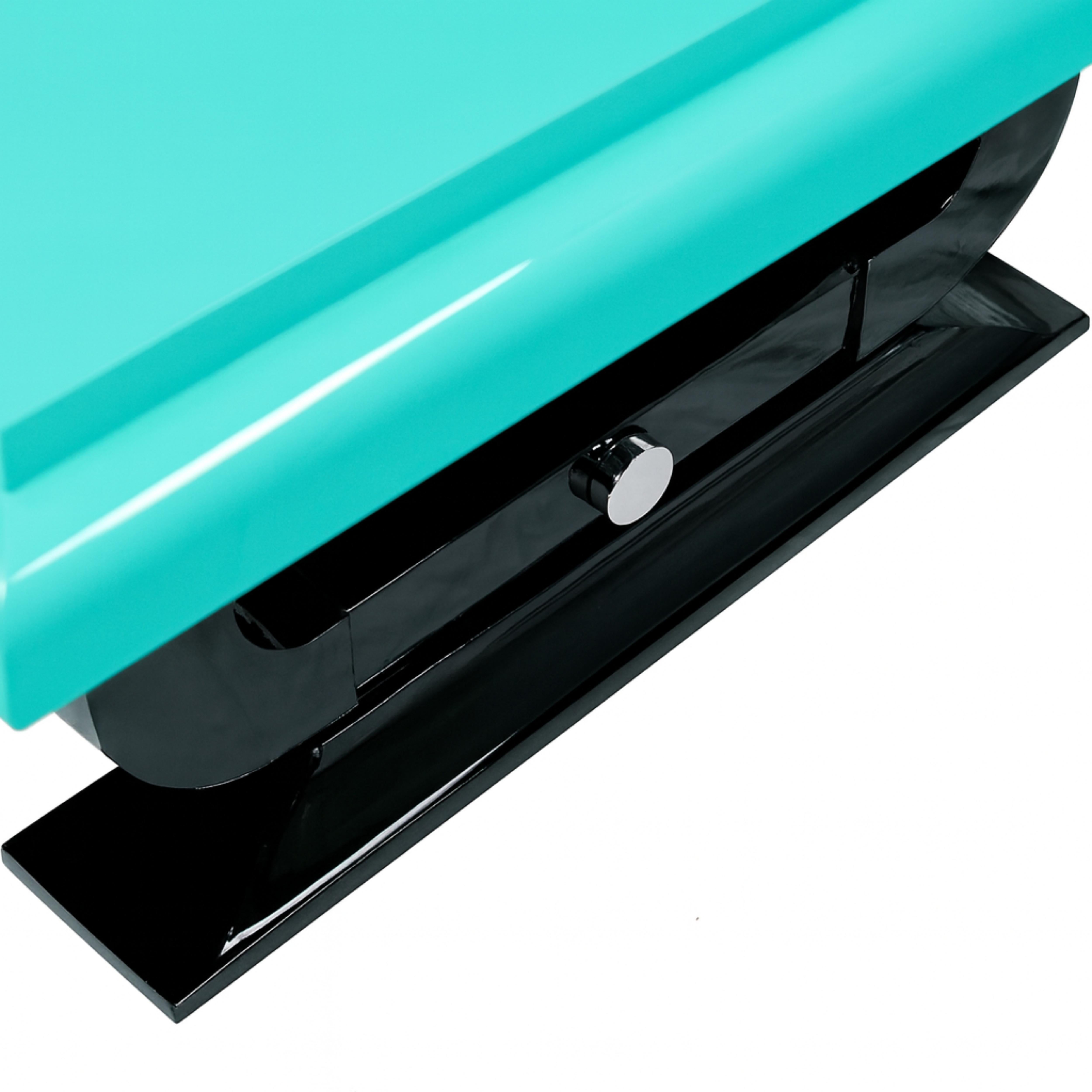 XX secolo Tavolo da pranzo Art Deco francese con colore blu uovo nero laccato, anni '30 in vendita