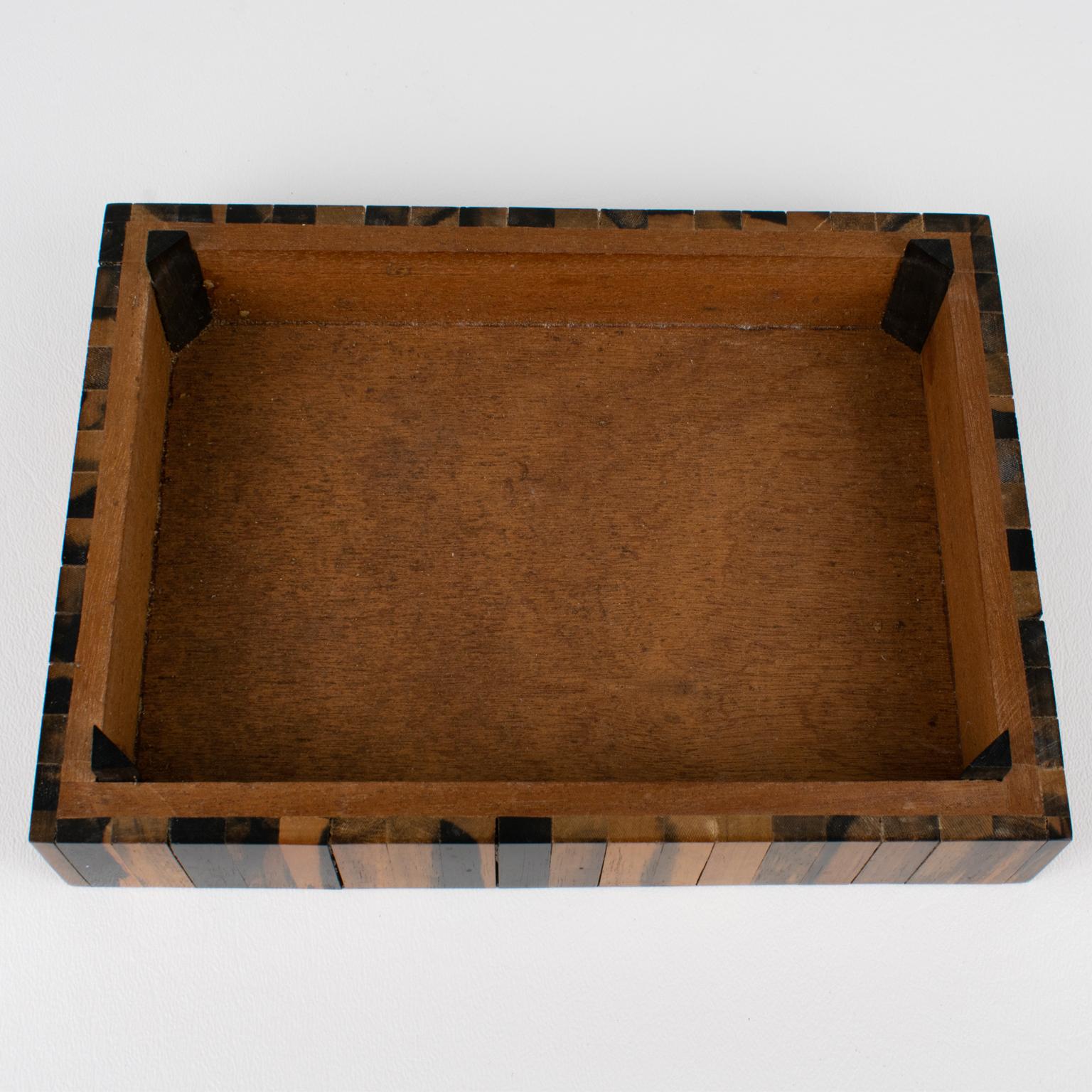 Caja francesa Art Decó de marquetería de hueso y madera de macassar en Bueno estado para la venta en Atlanta, GA