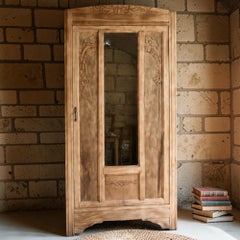 French Art Deco Bonnetiere, Solid Wood and Mirror, Carved Florals, 1930s