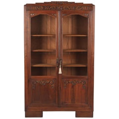 1930s bookcase French Art Deco Bookcase in Walnut, 1930s