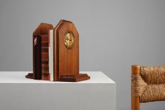 French Art Deco Bookends in Wood and Bronze, circa 1920