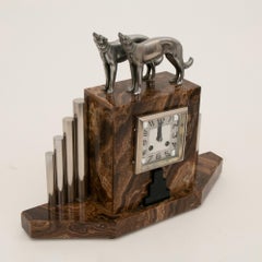 French Art Deco Borzoi Clock by Michel Decoux