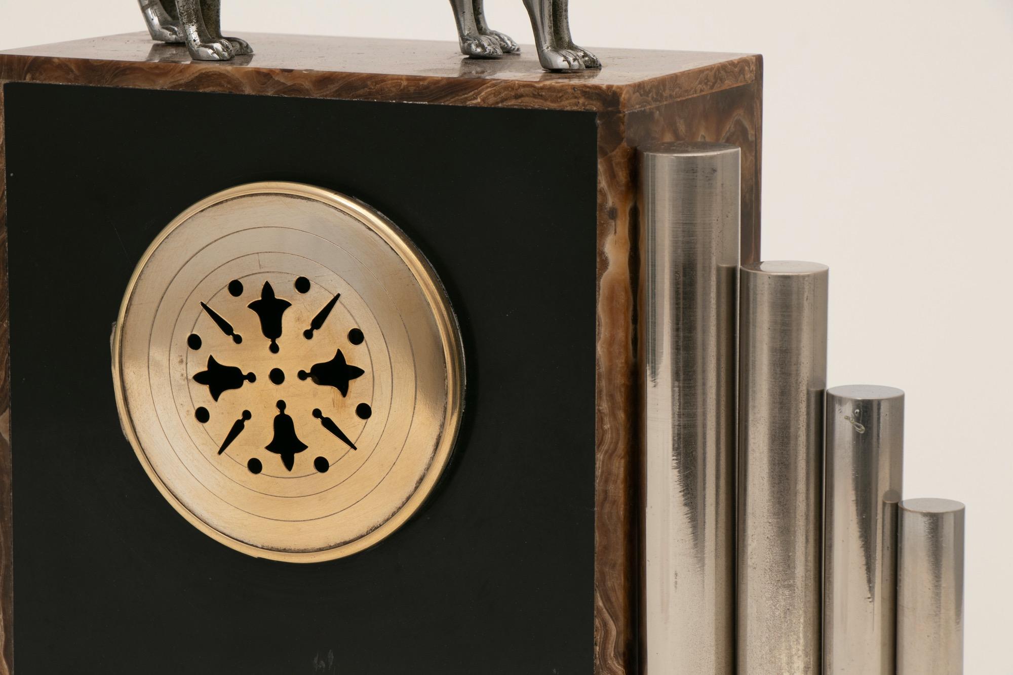 French Art Deco Borzoi Clock by Michel Decoux For Sale 4