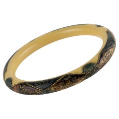 French Art Deco Bracelet Bangle Celluloid with Intricate Geometric Design