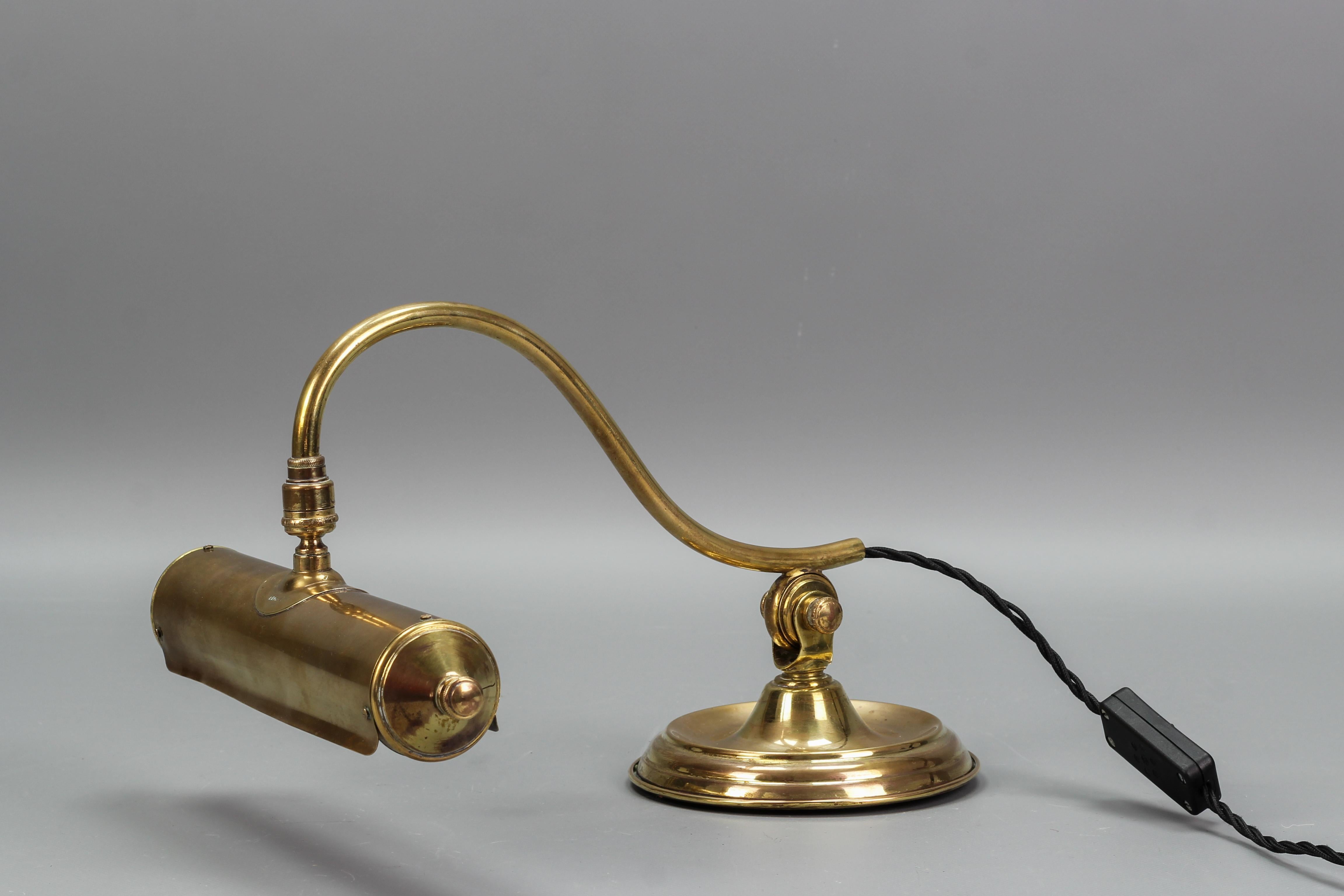 French Art Deco Brass Adjustable Desk Lamp, 1930s 8