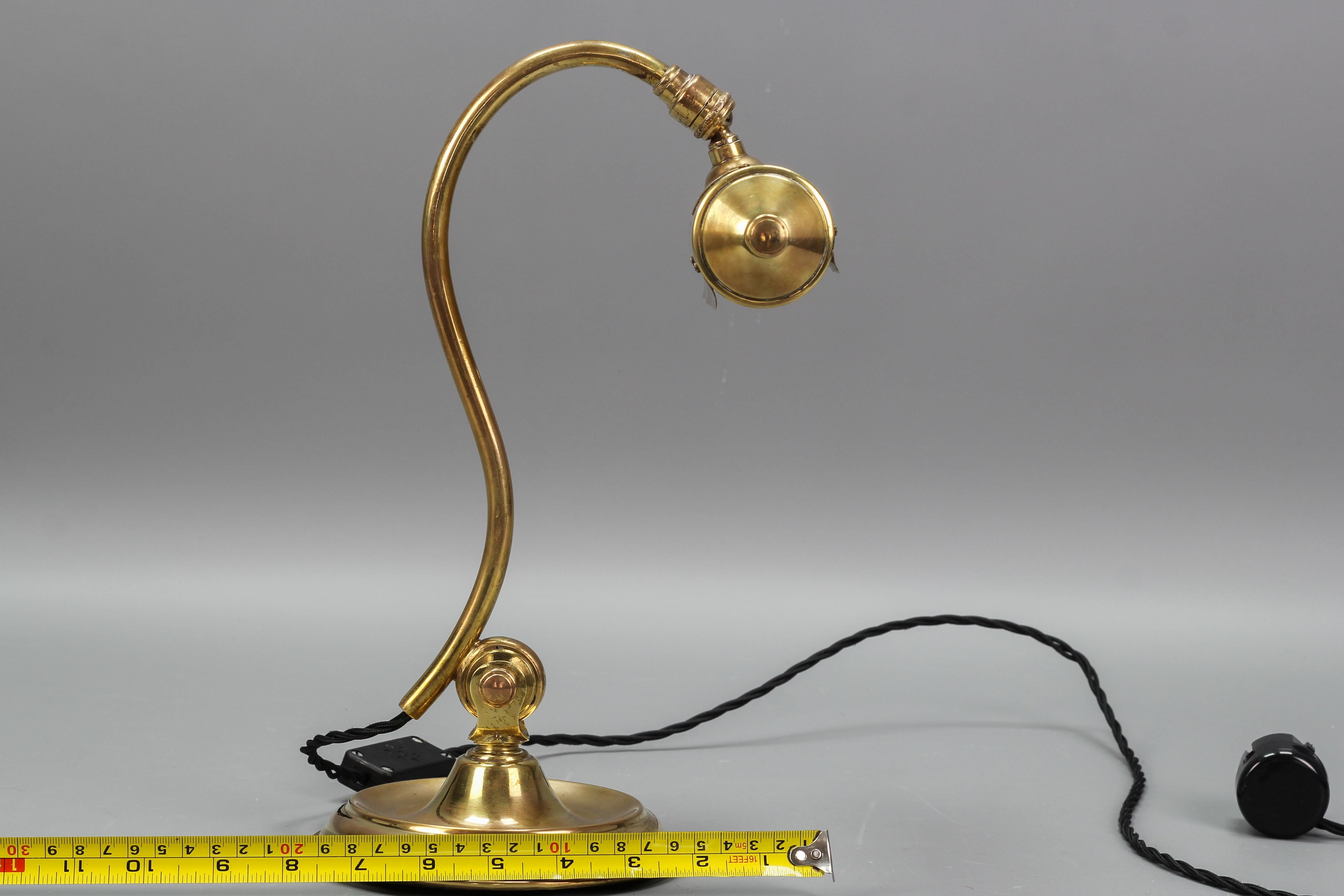 French Art Deco Brass Adjustable Desk Lamp, 1930s 13