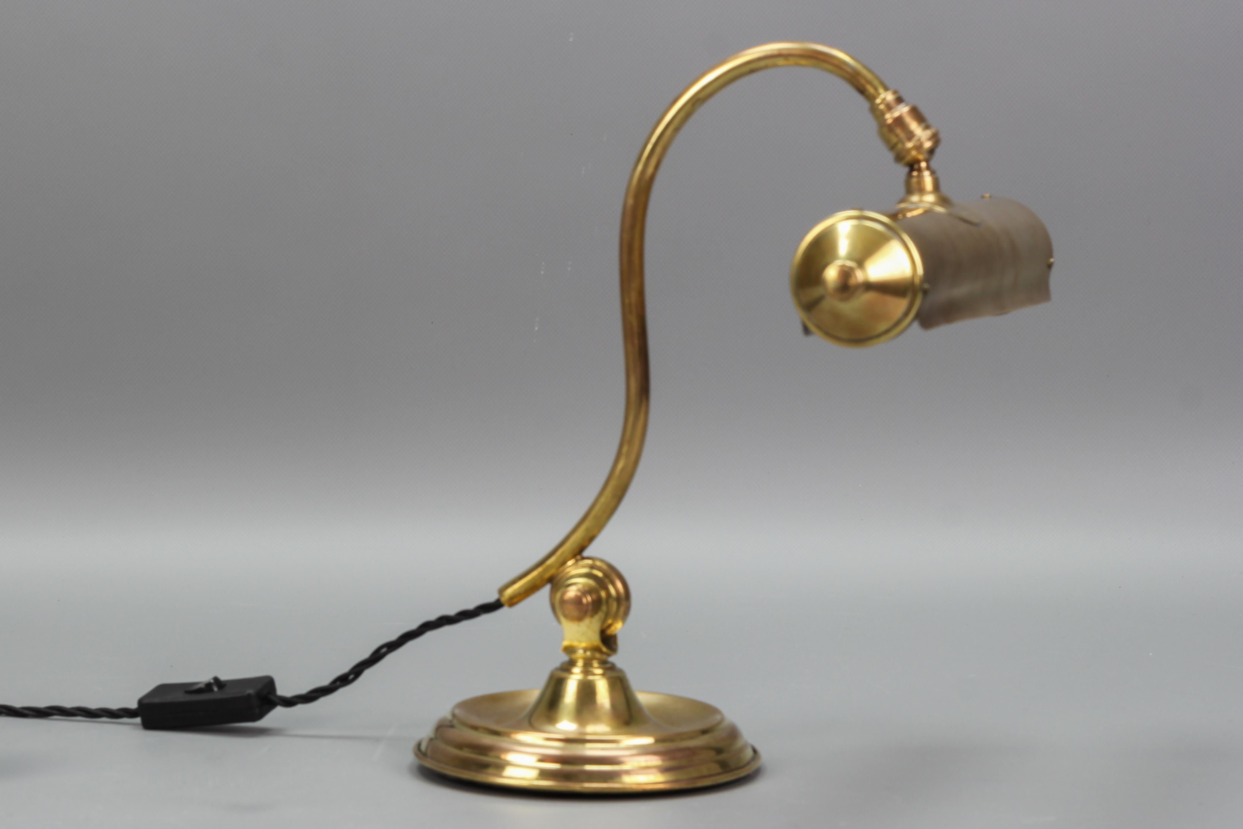 French Art Deco Brass Adjustable Desk Lamp, 1930s 3