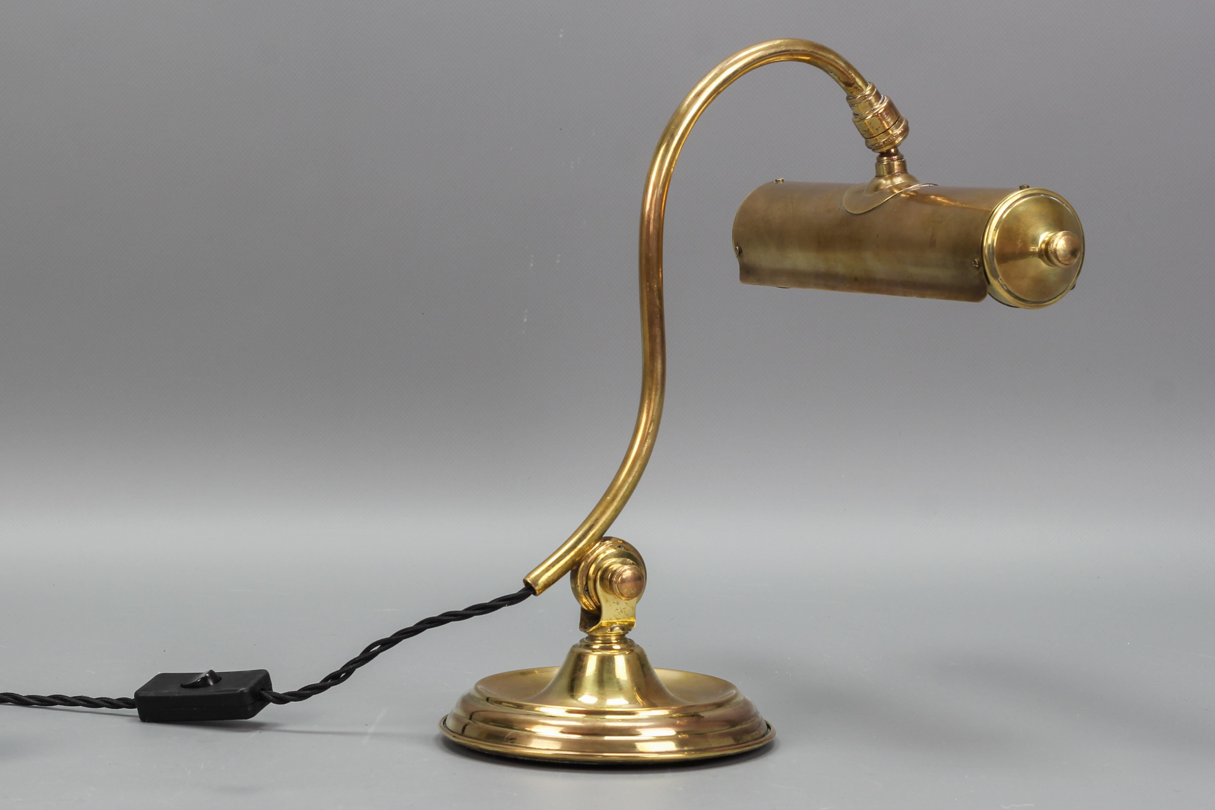 French Art Deco Brass Adjustable Desk Lamp, 1930s 4