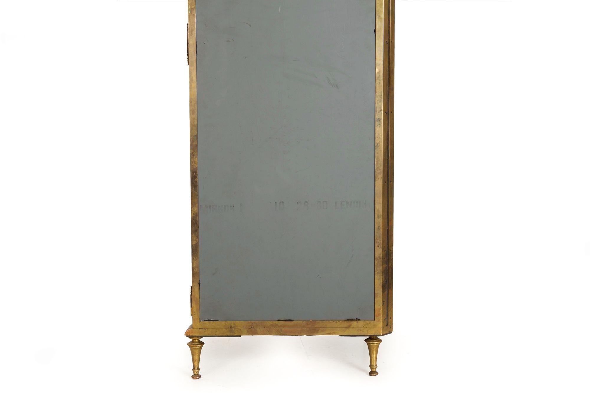French Art Deco Brass and Glass Curio Display Corner Cabinet ca. 1940s 7
