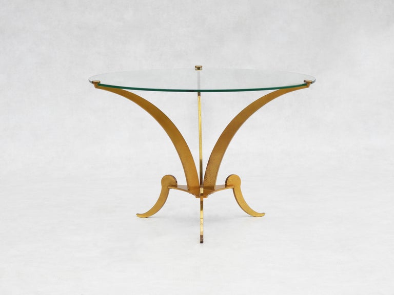 French Art Deco Brass And Glass, Art Deco Brass And Glass Coffee Table