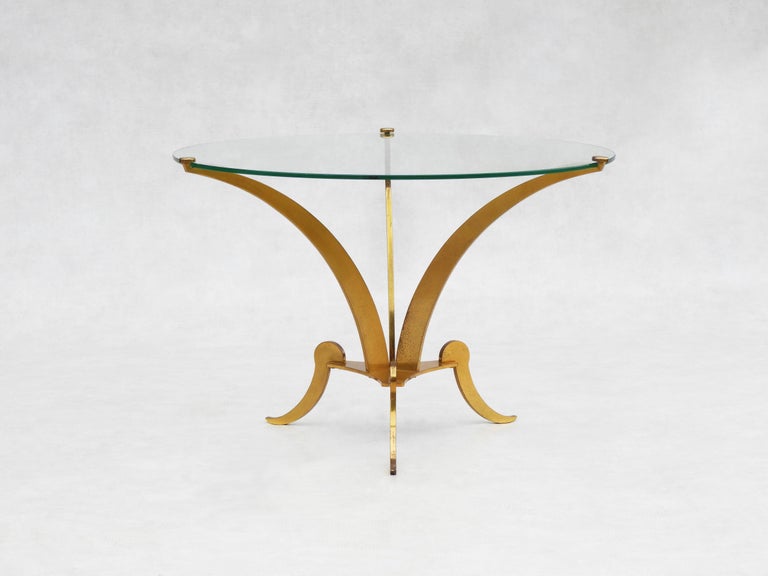 French Art Deco Brass And Glass Gueridon Side Table C1930 For At 1stdibs French Art Deco Brass And Glass, Art Deco Brass And Glass Coffee Table