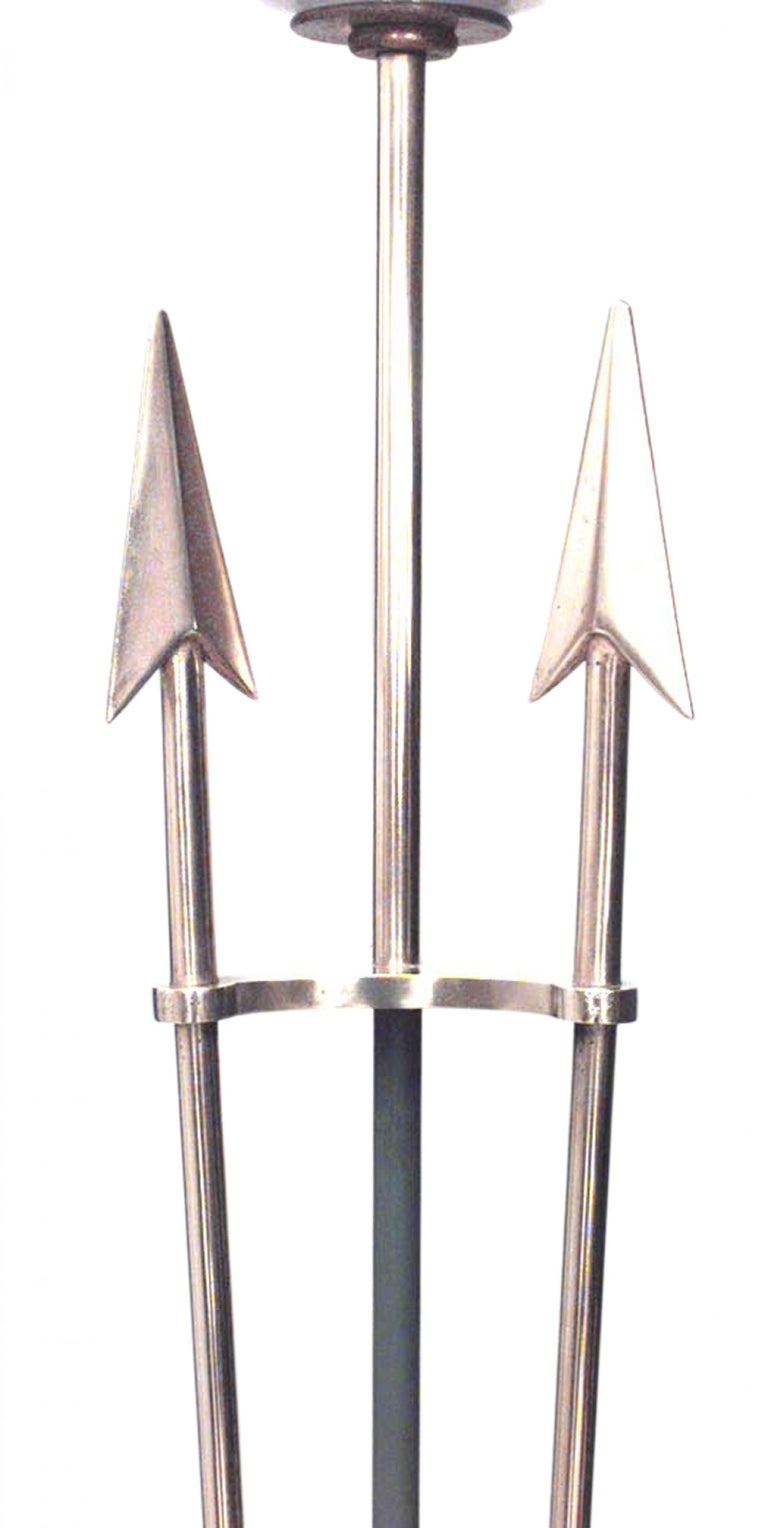 French Art Deco Brass and Turquoise Floor Lamp For Sale at 1stDibs