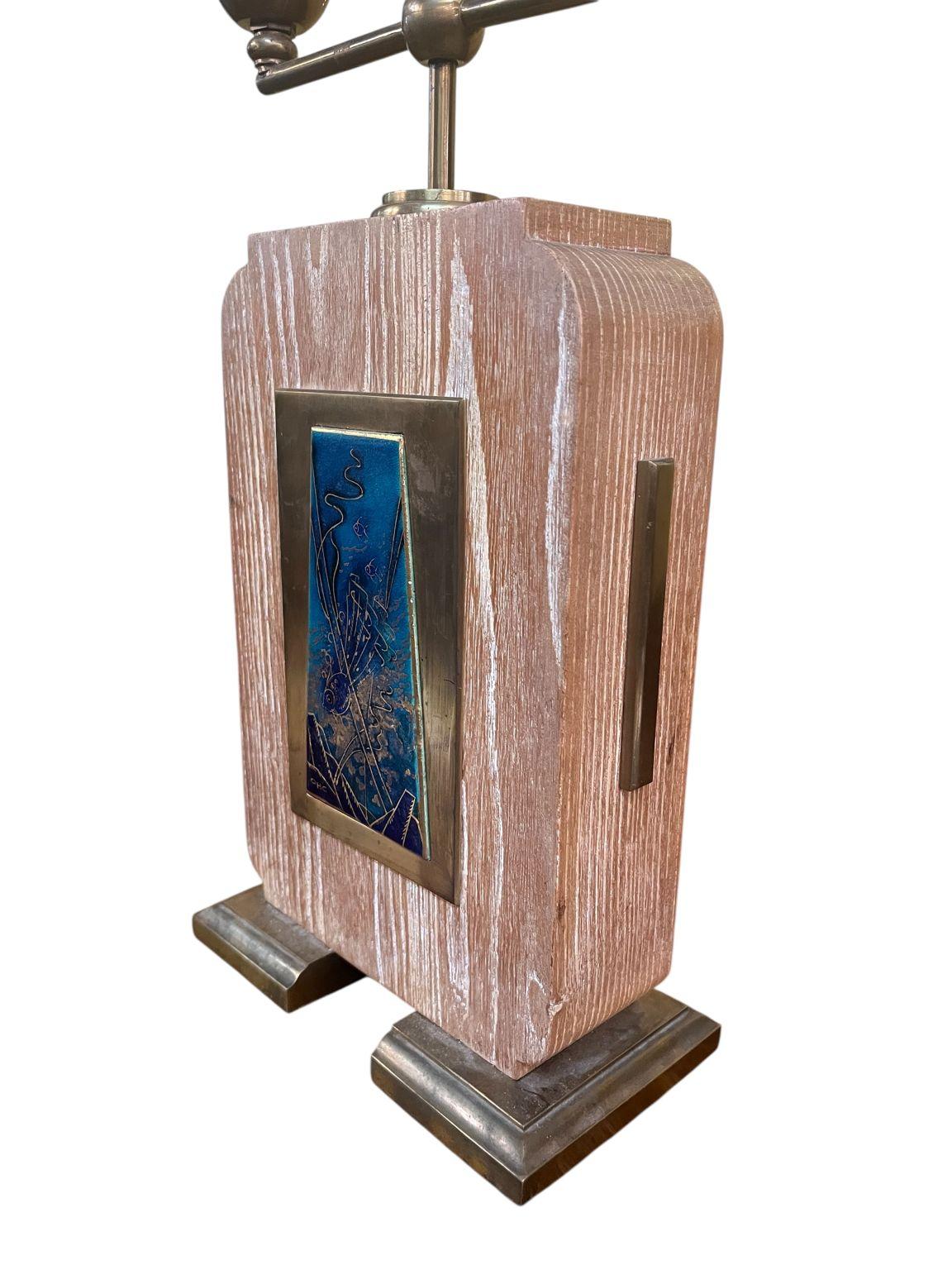 Lampe de table Art Déco en laiton et Oak Whiting C.1930's en vente 2