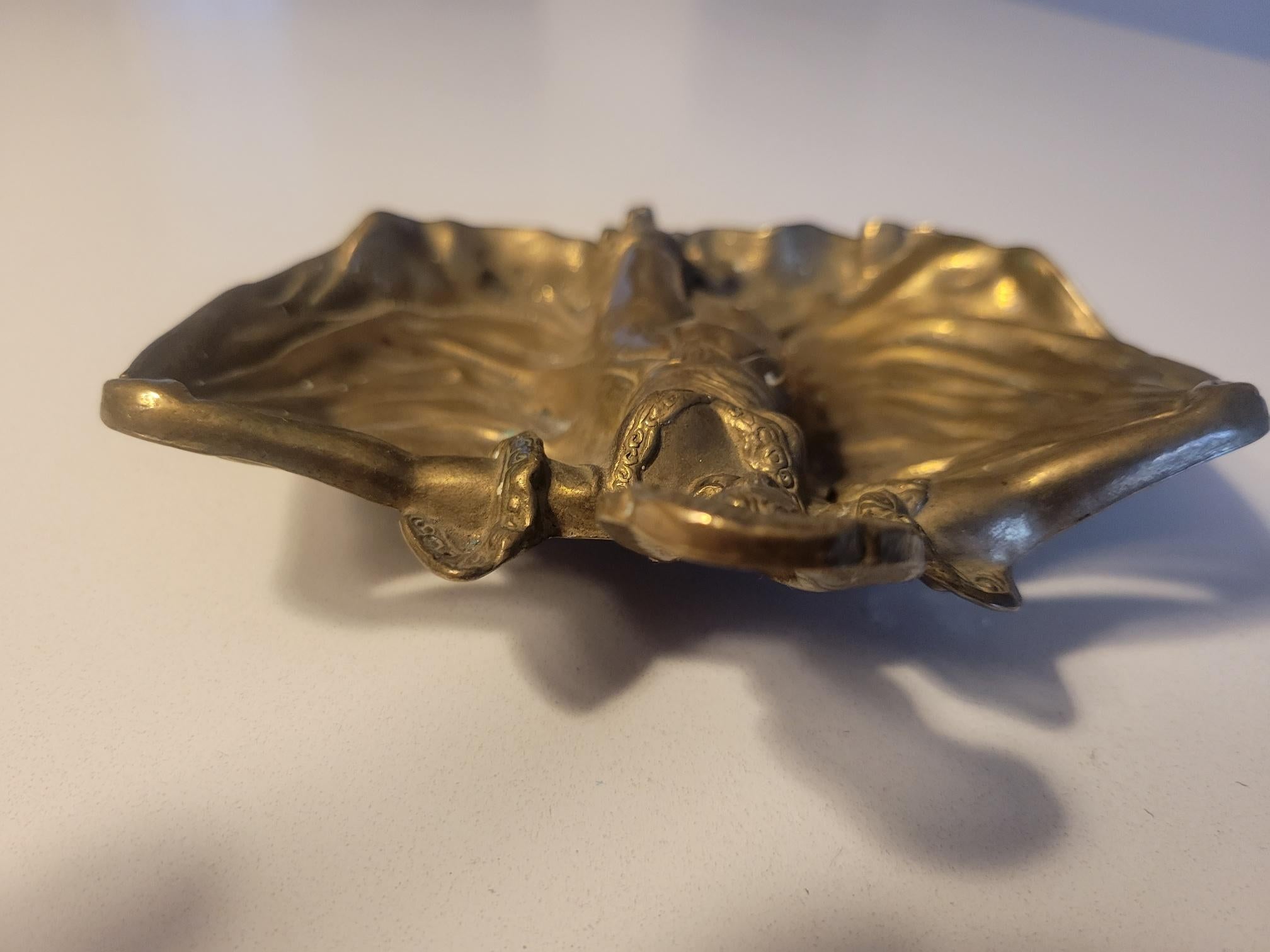 French Art Deco Brass Ashtray For Sale 1