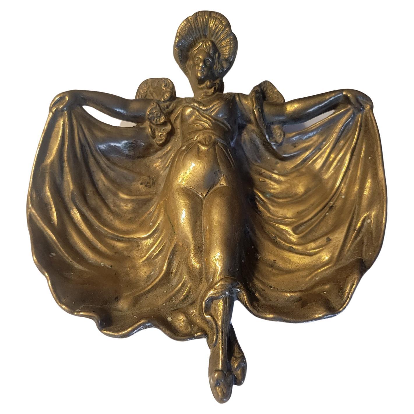 French Art Deco Brass Ashtray For Sale