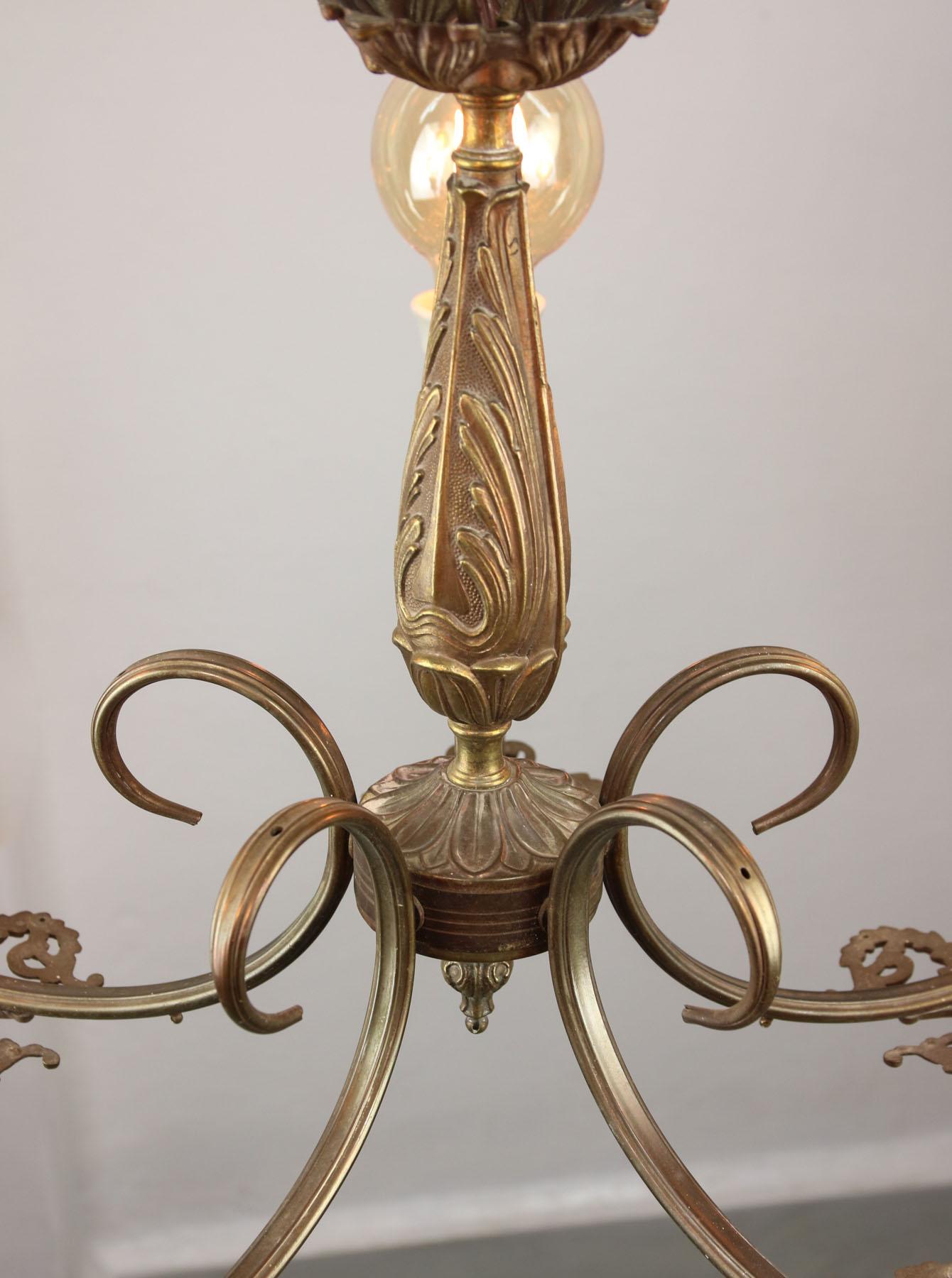French Art-Deco Brass Chandelier, 1930s For Sale 1