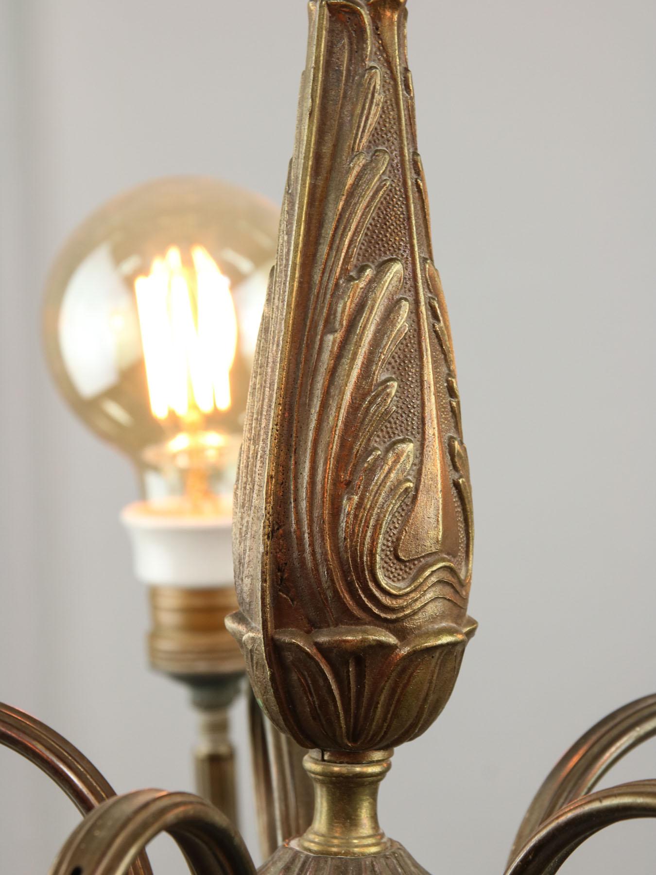 French Art-Deco Brass Chandelier, 1930s For Sale 2