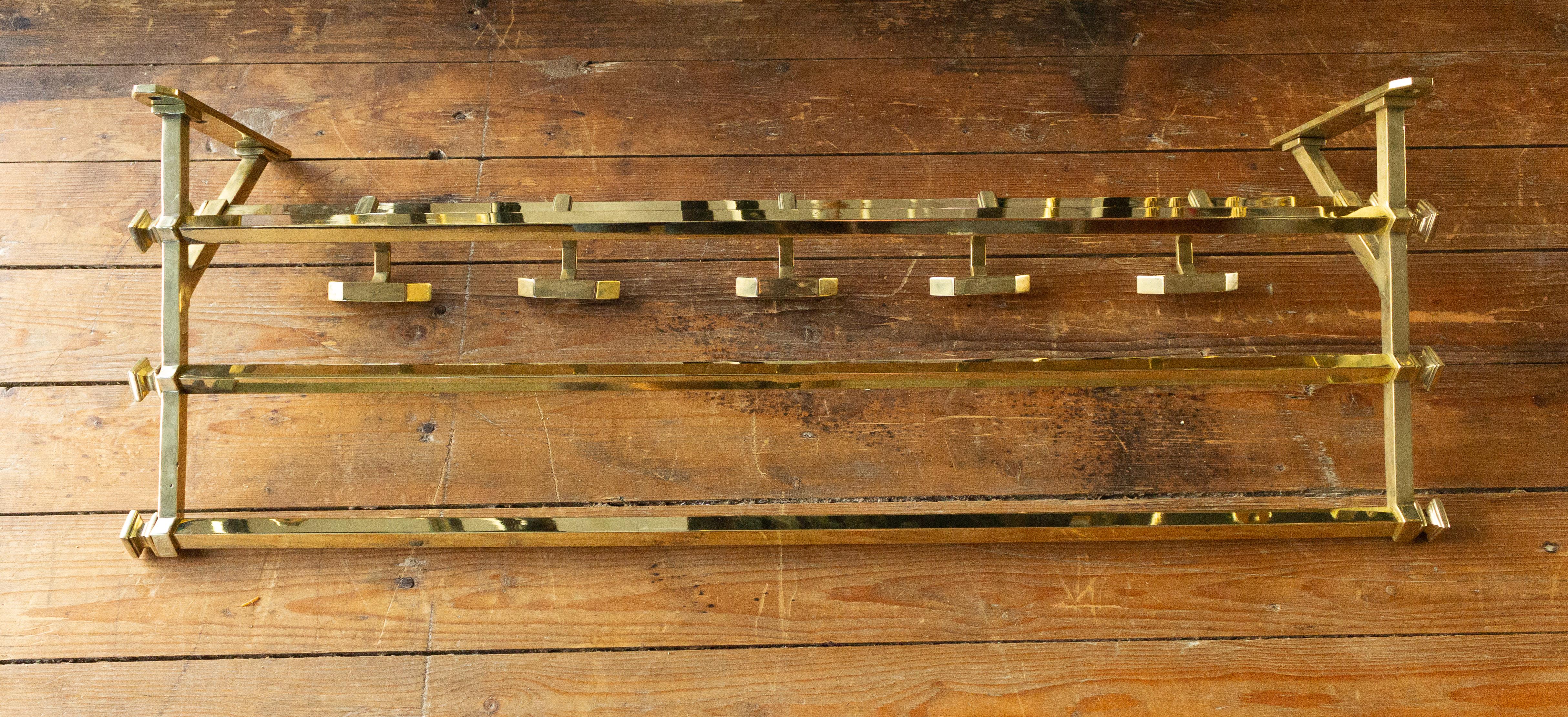 French Art Deco Brass Coat Rack In Good Condition In Buchanan, NY