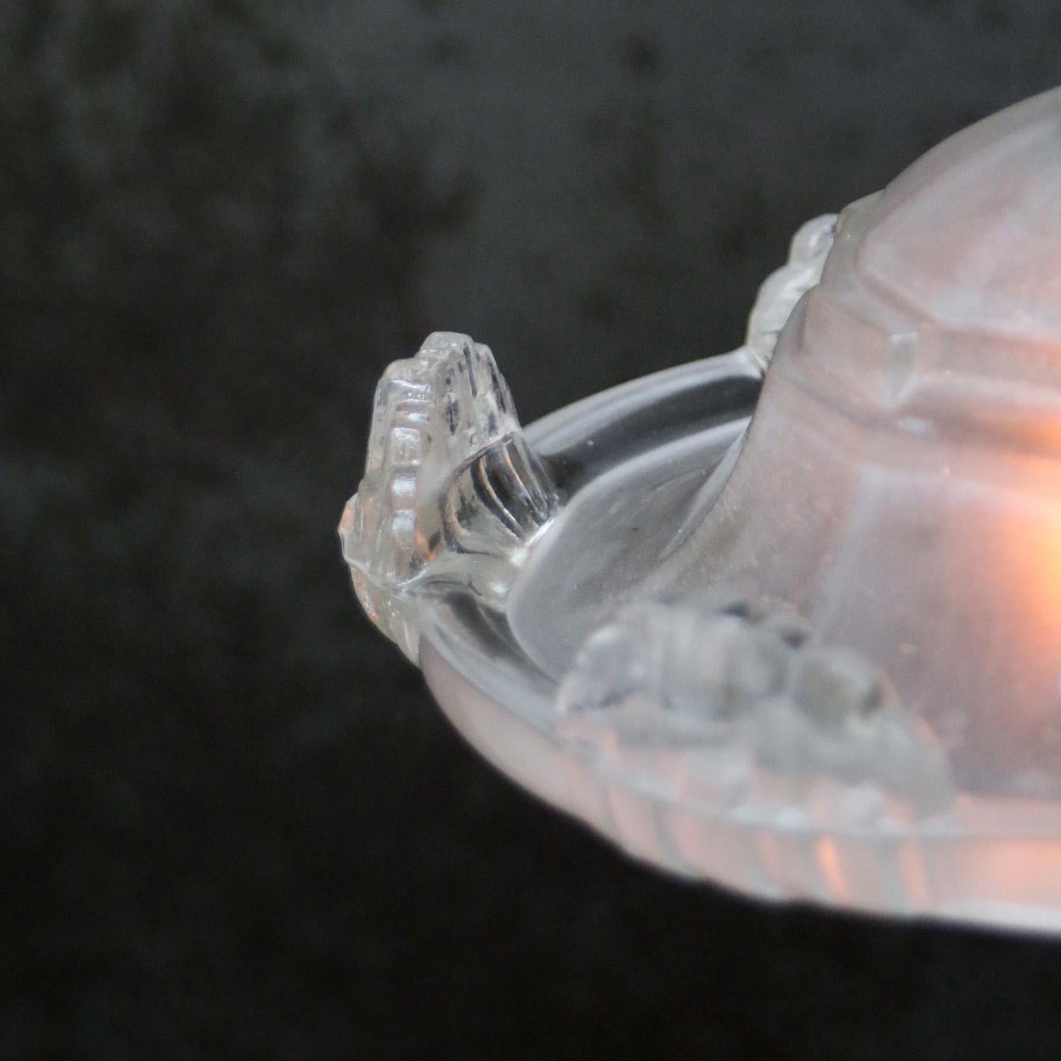 French Art Deco Brass Etched Glass Pendant Light 1920s For Sale 1