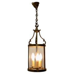 French Art Deco Brass Glass Lantern Hall Light a Superb Quality Brass Lantern