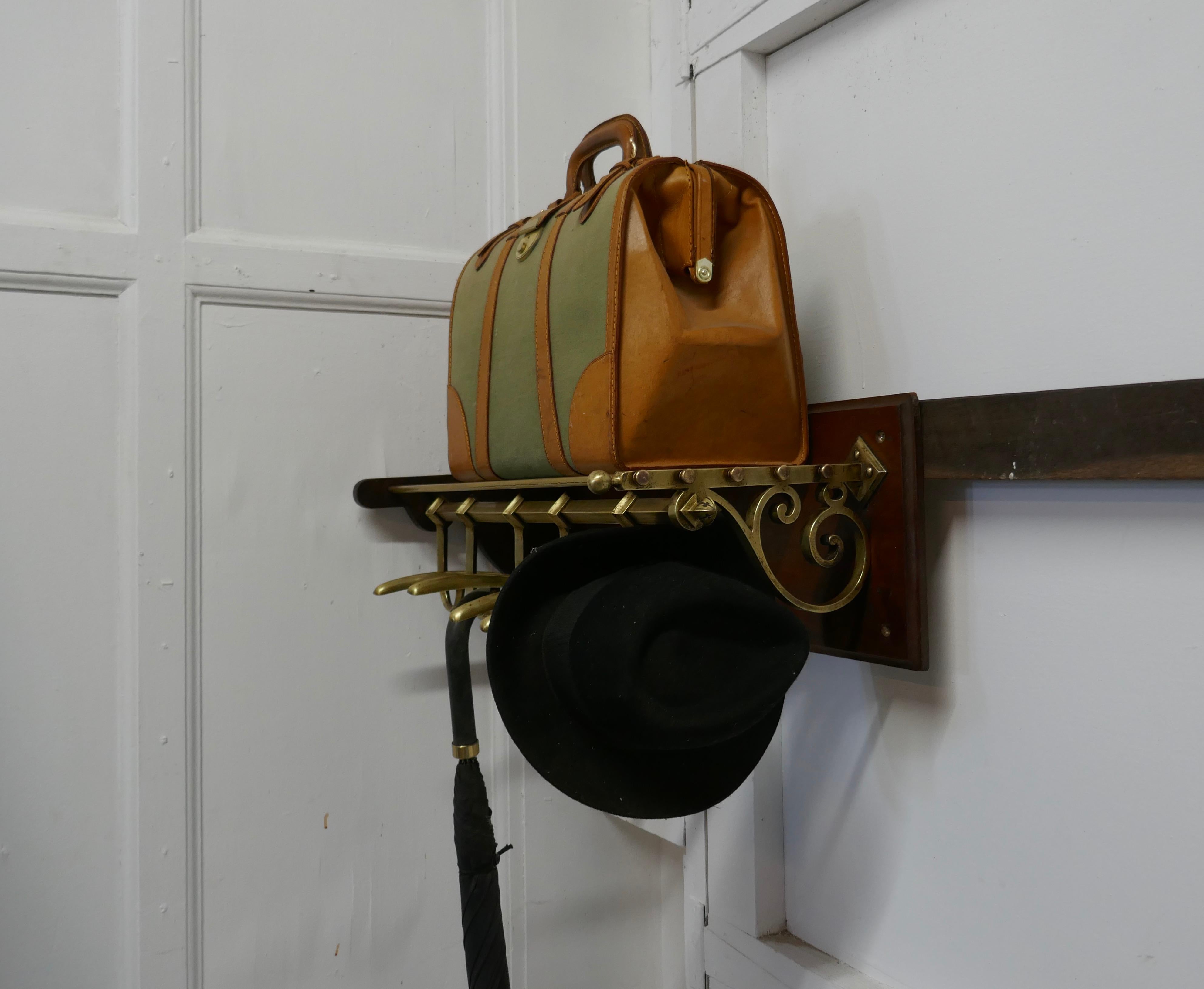 French Art Deco Brass Hat and Coat Rack, Pullman Railway Train Style at