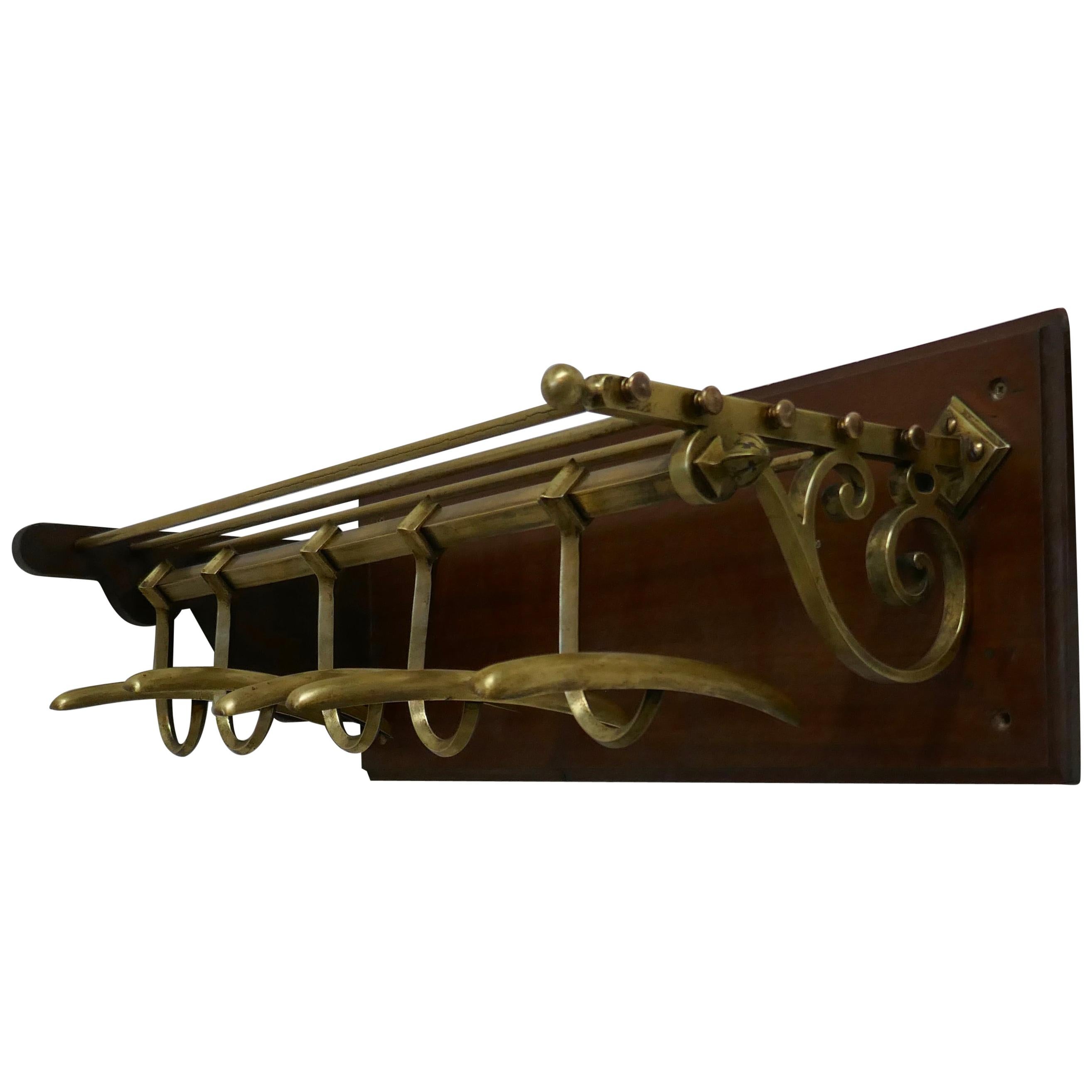 French Art Deco Brass Hat and Coat Rack, Pullman Railway Train Style