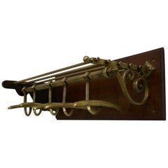 Antique French Art Deco Brass Hat and Coat Rack, Pullman Railway Train Style
