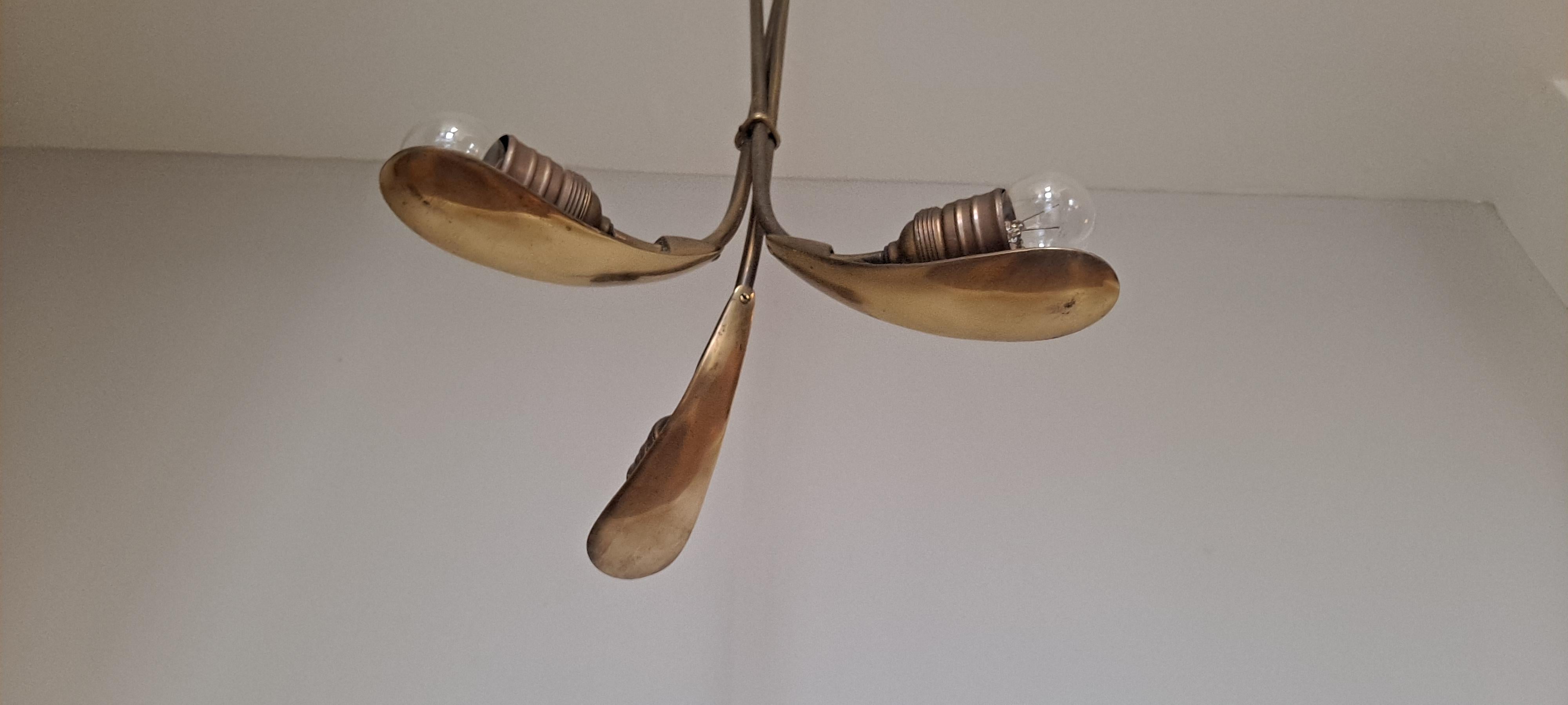 French Art Deco Brass Pendant In Good Condition For Sale In Los Angeles, CA