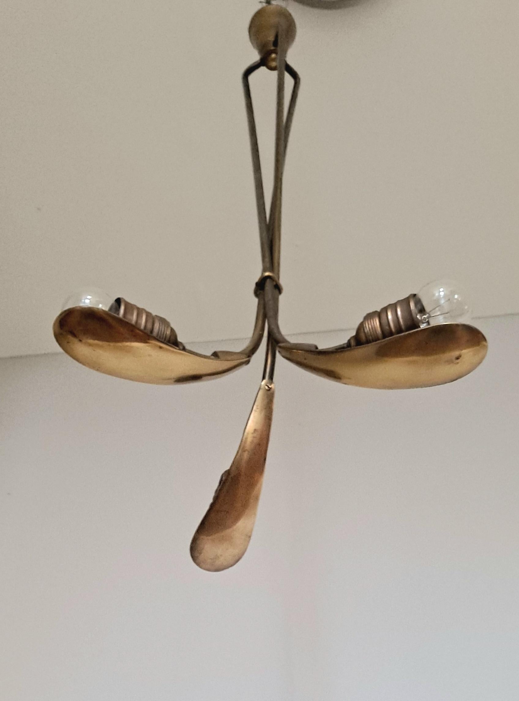French Art Deco Brass Pendant For Sale 1