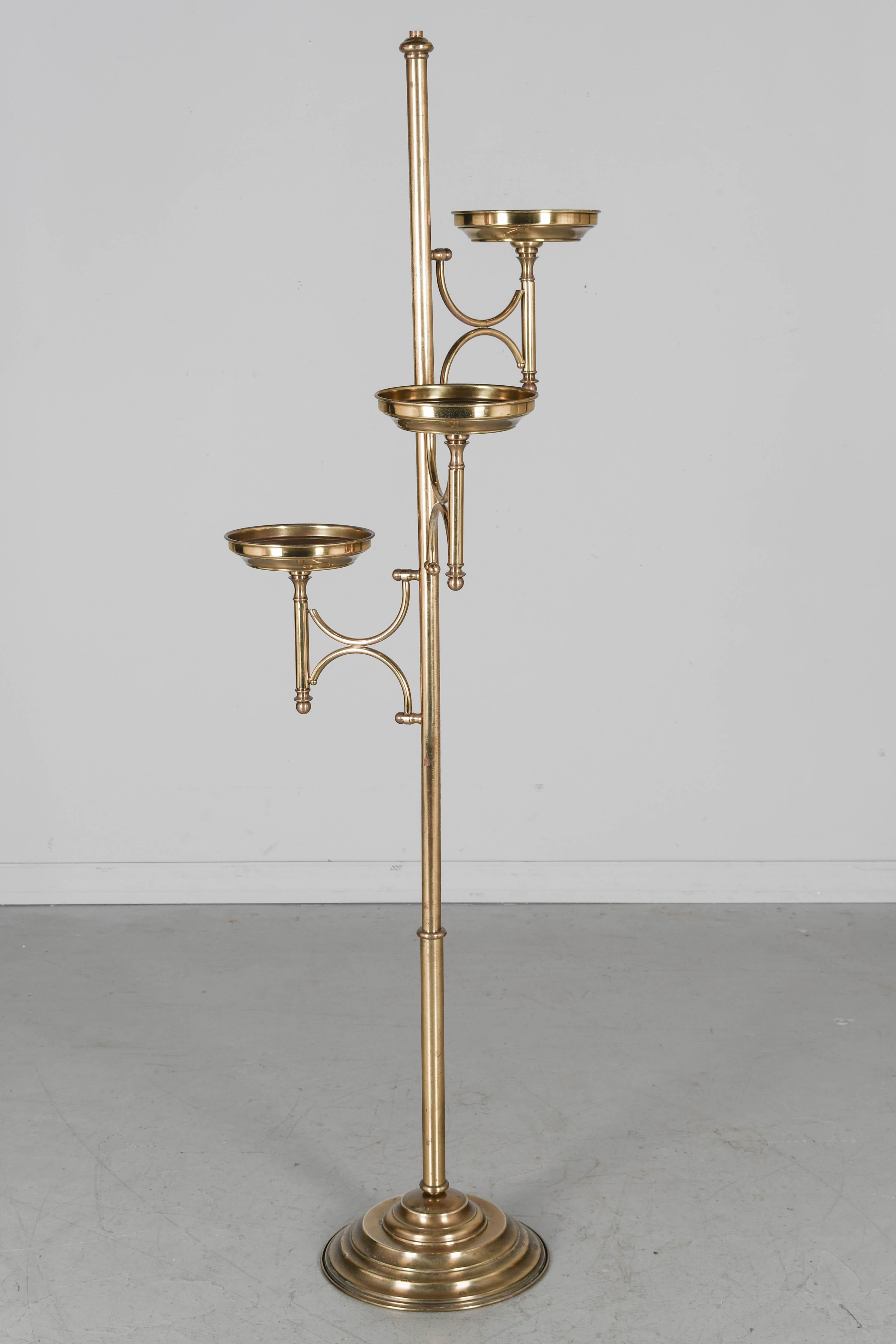 French Art Deco Brass Plant Stand In Good Condition In Winter Park, FL