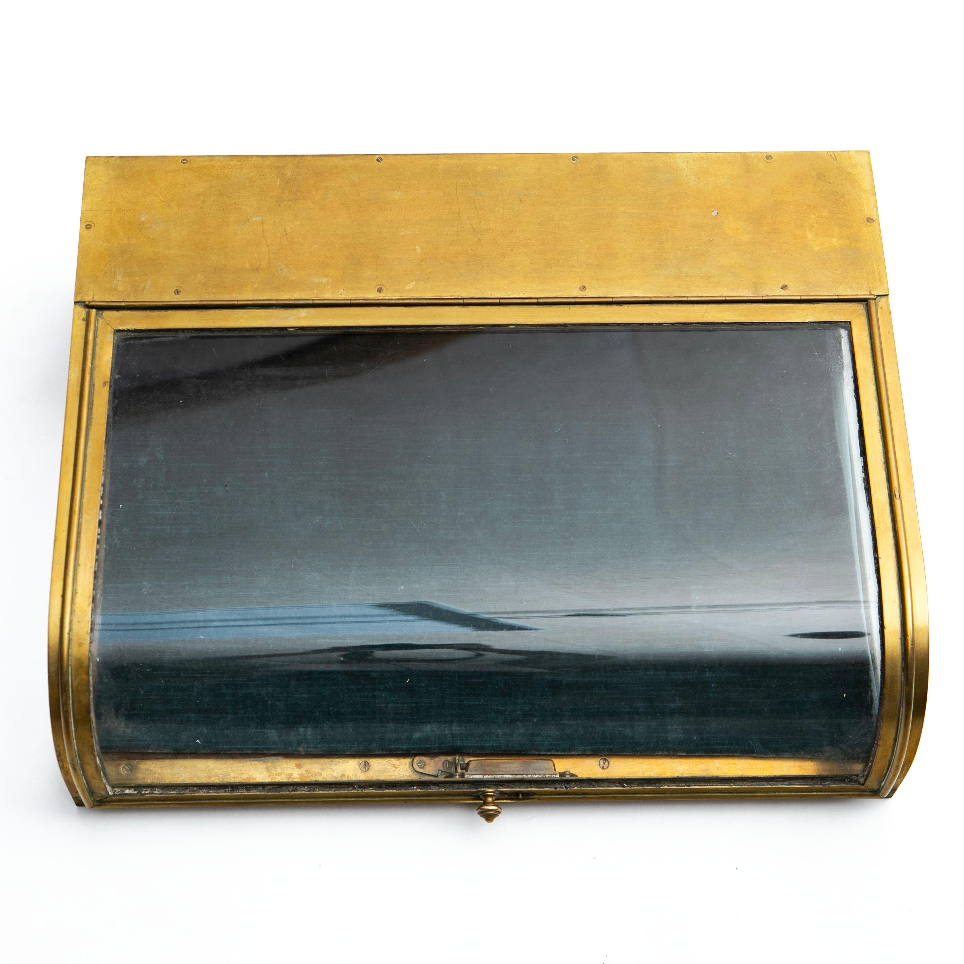 20th Century French Art Deco Brass Table Display Vitrine