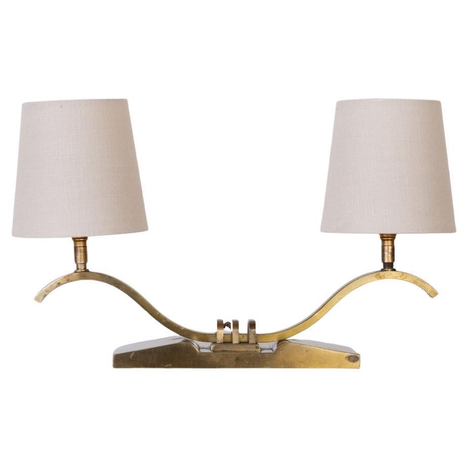 French Art Deco Brass Table Lamp