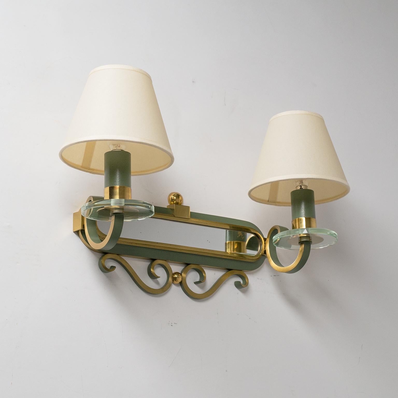 French Art Deco Brass Wall Lights, 1940s 4